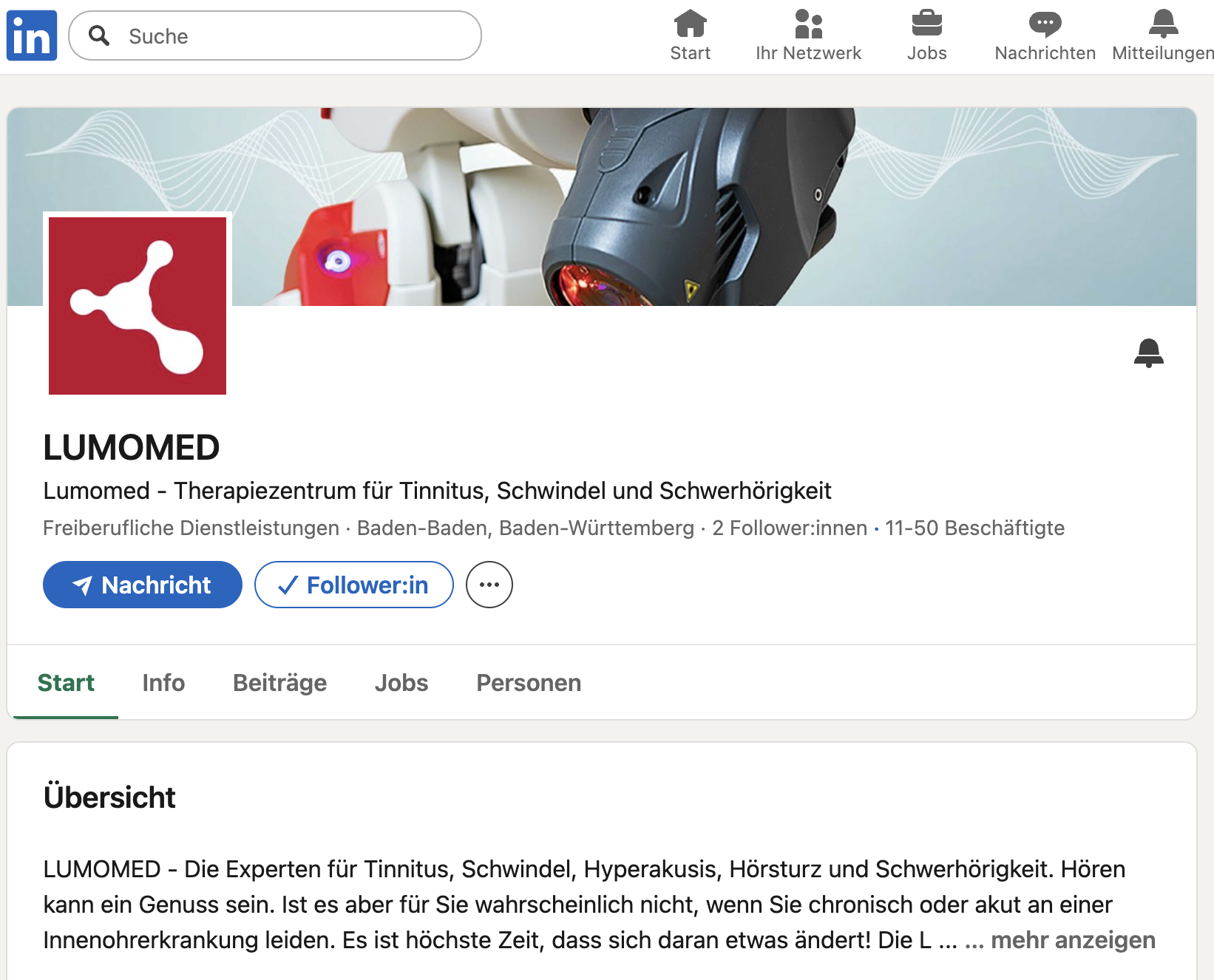 Lumomed auf linked In